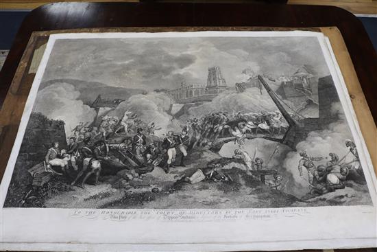 John Vendramini after Robert Ker Porter, three mezzotints, The Last Effort..., The Storming of... & The Conquest of Seringapatm